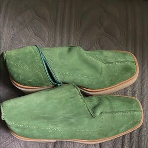 Free People Green Ankle Boots with Suede Finish